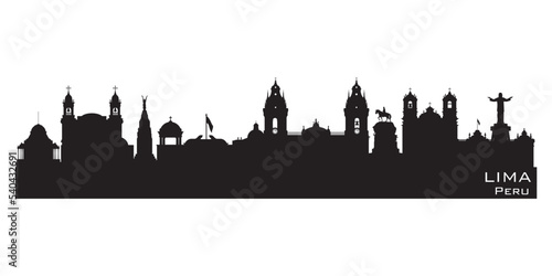 Lima Peru city skyline vector silhouette