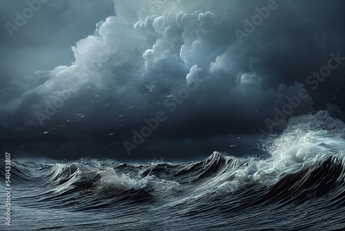 Storm over the sea. 3d illustration