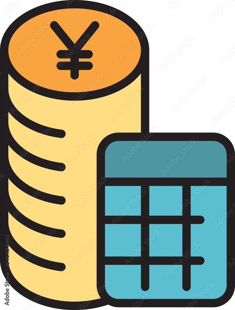 yuan money coins and calculator icon