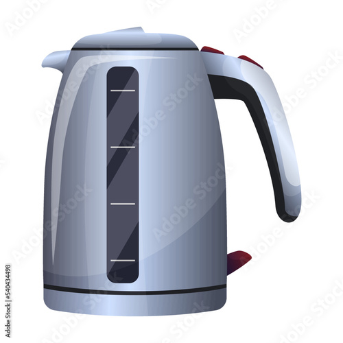 Domestic electrical device stainless kettle isolated on white background. House hold electronic appliance. Water boil maker. Collection realistic flat style mockups home appliance. Vector illustration