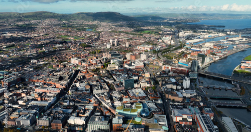 Photography Aerial photo of Belfast Cityscape in Northern Ireland