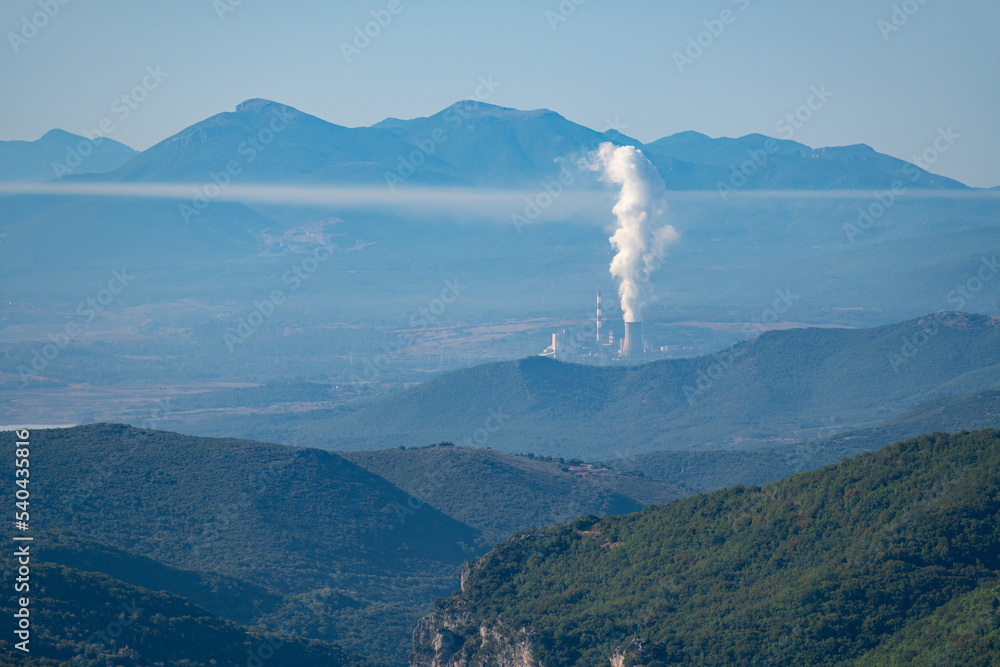 Megalopoli power plant view from Dimitsana village