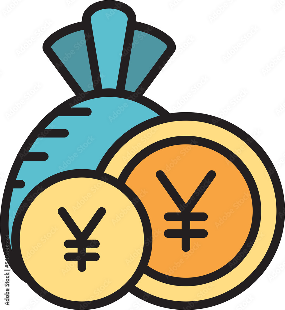 yuan coins and money sack icon yuan coins and money sack icon