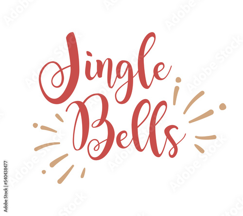 Jingle bells hand lettering holiday inscription to christmas and new year celebration, calligraphy
