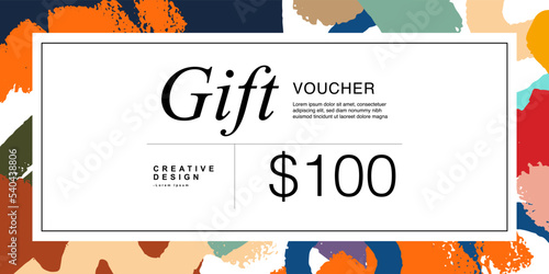 Abstract gift card template design. Trendy minimalist voucher print design