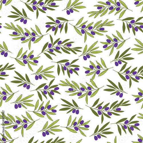 Seamless decorative elegant pattern with olives branches. Print for textile, wallpaper, covers, surface. For fashion fabric. Retro stylization.