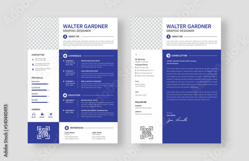 Clean and elegant resume template with cover letter, Creative cv template vector minimalist
