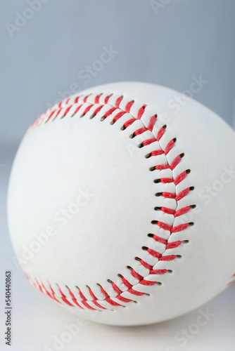Closeup view of baseball ball. Sportive equipment