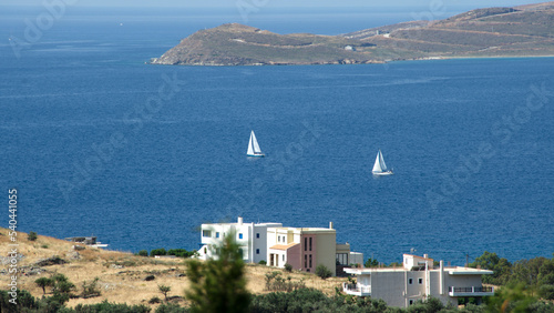 Fototapeta Naklejka Na Ścianę i Meble -  Houses in Karystos. A touristic place for Summer vacation in Evia island.Greece