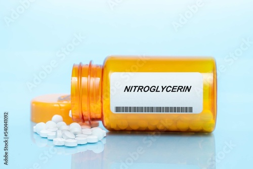 Nitroglycerin Drug In Prescription Medication  Pills Bottle