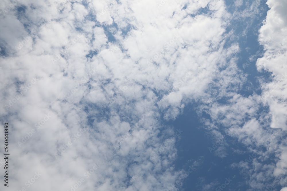 Picturesque view of beautiful blue sky with fluffy clouds Picturesque view of beautiful blue sky with fluffy clouds