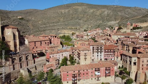 Views of Albarracin with its walls and its cathedral. photo