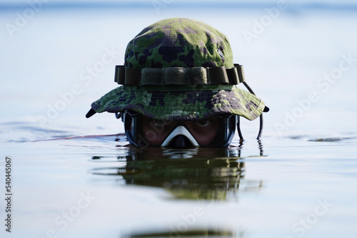 Special Forces soldier, combat swimmer during a special mission.