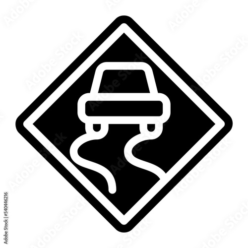 slippery road traffic sign