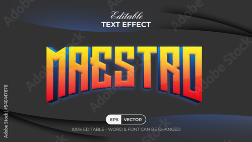 Maestro Text Effect 3D Style. Editable Text Effect.