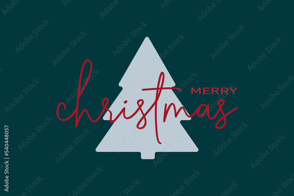 Happy New Year. Merry Christmas lettering. Abstract pine tree vector illustration. Holiday design for greeting card, invitation, calendar, etc. vector stock illustration