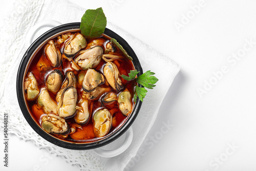 Homemade Canned Pickled Mussels snack