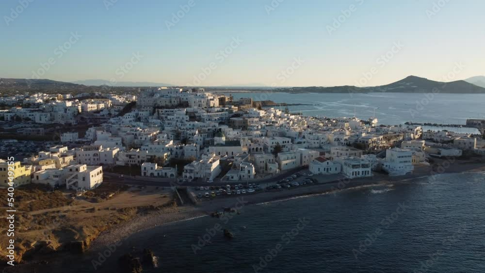 Naxos Chora Aerial View, Cyclades Island in Aegean Sea, Greece Naxos Chora Aerial View, Cyclades Island in Aegean Sea, Greece