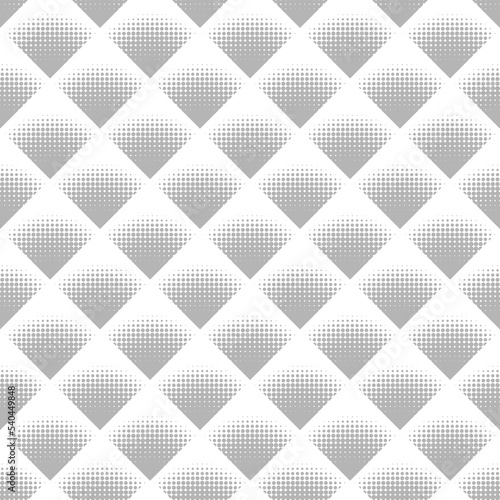 Halftone quarter of circle elements in rhombus Vector Seamless Black and White Stippling Halftone Gradient Rhombus Pattern. Abstract Geometric Background Design. Graphic texture
