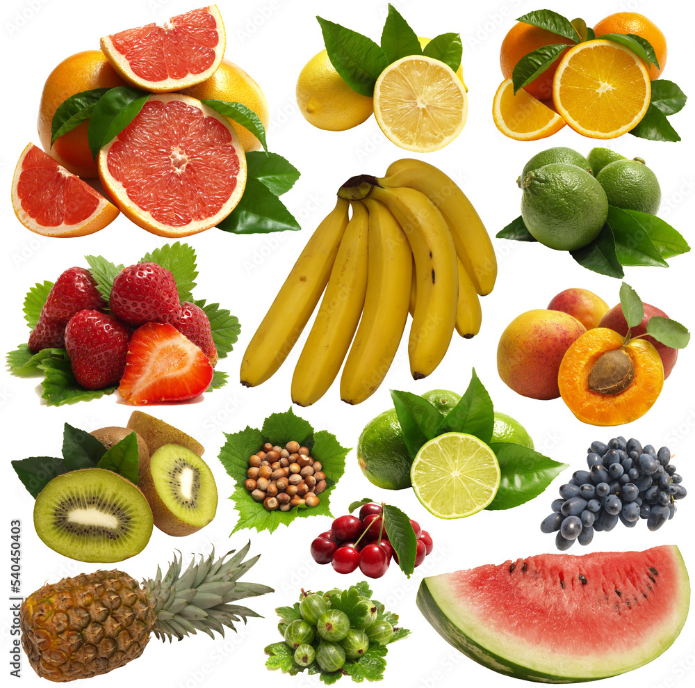 Collection of fruits isolated