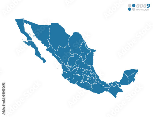 Vector blue of map Mexico.
