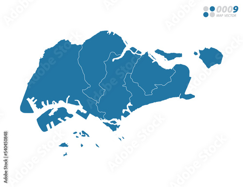 Photography Vector blue of map Singapore.