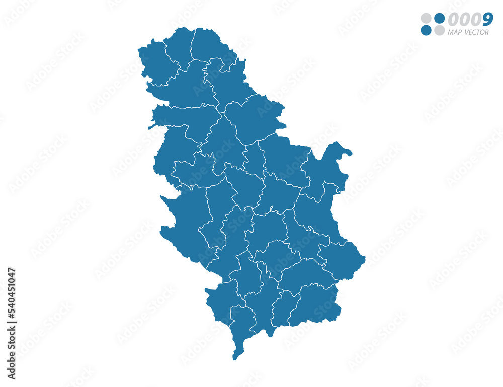 Vector blue of map Serbia.