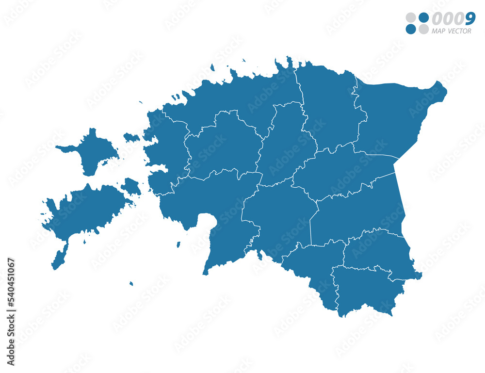 Vector blue of map Estonia.