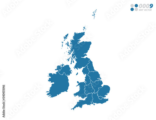 Vector blue of map United Kingdom (UK).