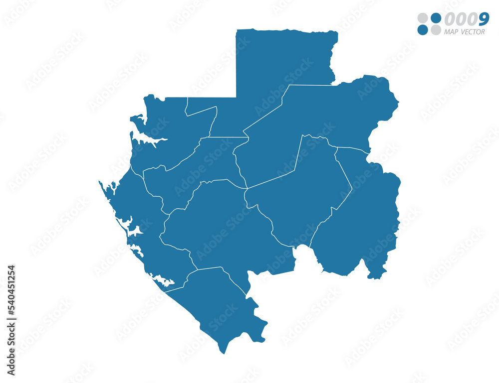 Vector blue of map Gabon.