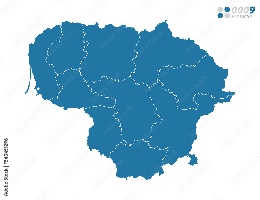 Fototapeta premium Vector blue of map Lithuania.