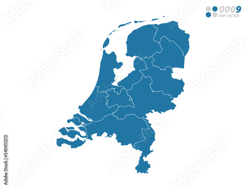 Vector blue of map Netherland.