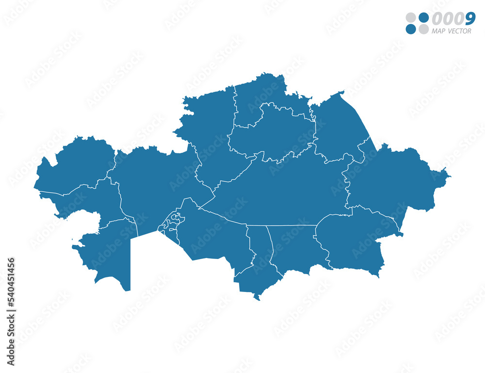 Vector blue of map Kazakhstan.