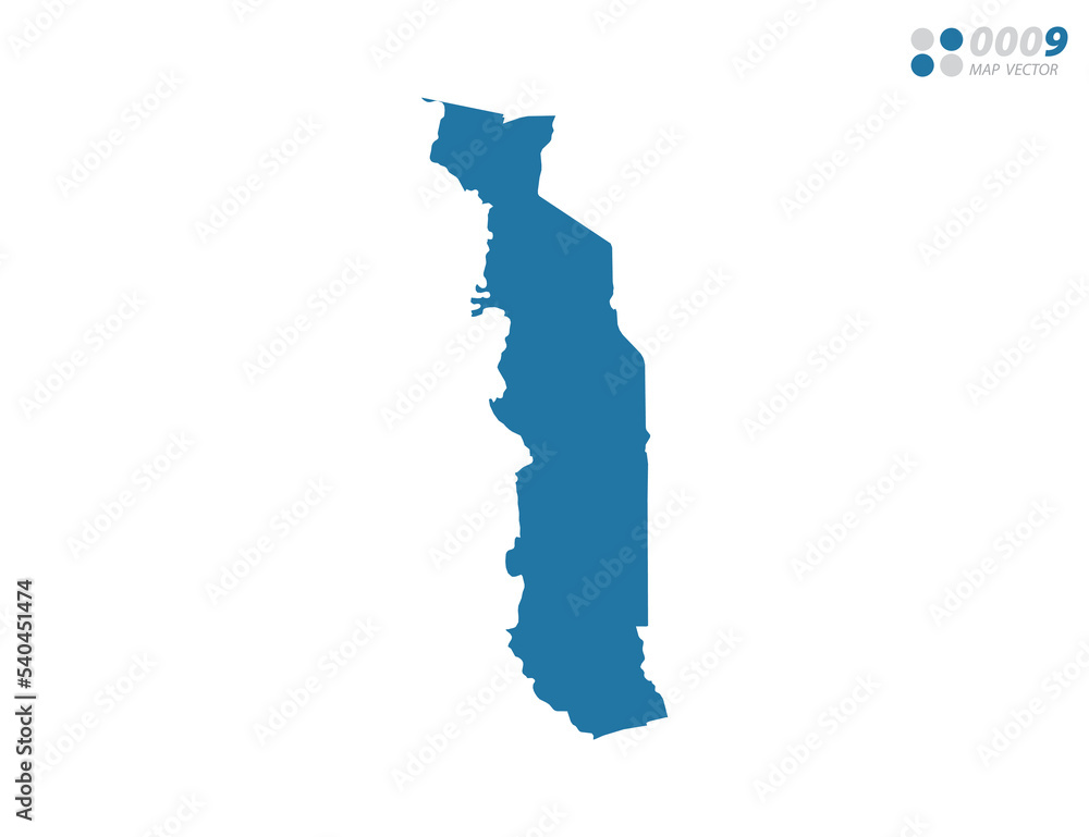 Vector blue of map Togo.