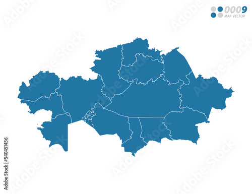 Vector blue of map Kazakhstan.