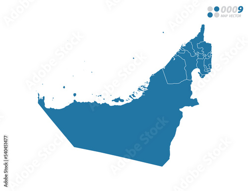 Vector blue of map United Arab Emirates.