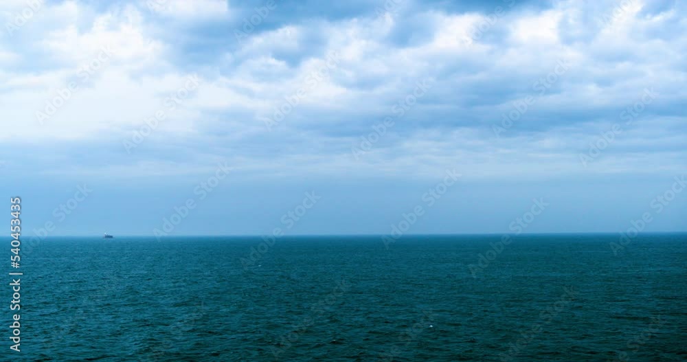 Aerial Lockdown Of The Rippled Waters Of Lake Michigan With A Ship On The Horizon - Chicago, Illinois Aerial Lockdown Of The Rippled Waters Of Lake Michigan With A Ship On The Horizon - Chicago, Illinois