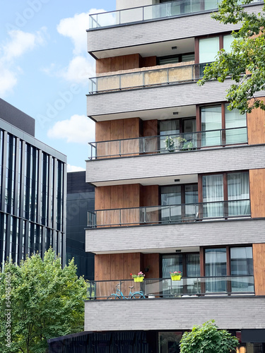 Vászonkép Exterior of modern residential building with balconies