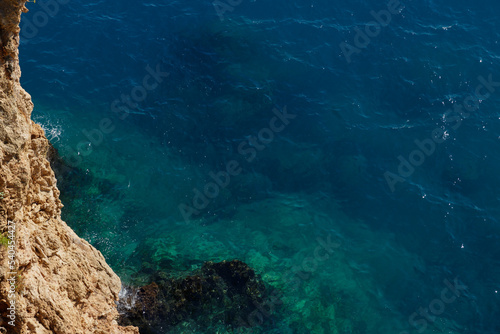 deep turquoise sea water. top view. High quality photo