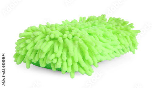 Green car wash mitt isolated on white