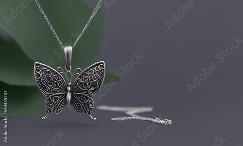 Precious butterfly pendant hanging with chain