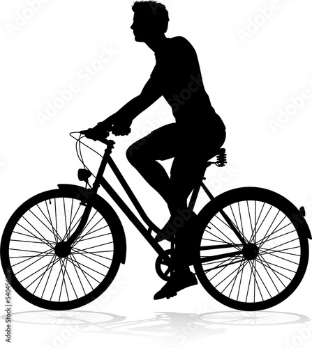 Fototapeta Naklejka Na Ścianę i Meble -  Bike Cyclist Riding Bicycle Silhouette