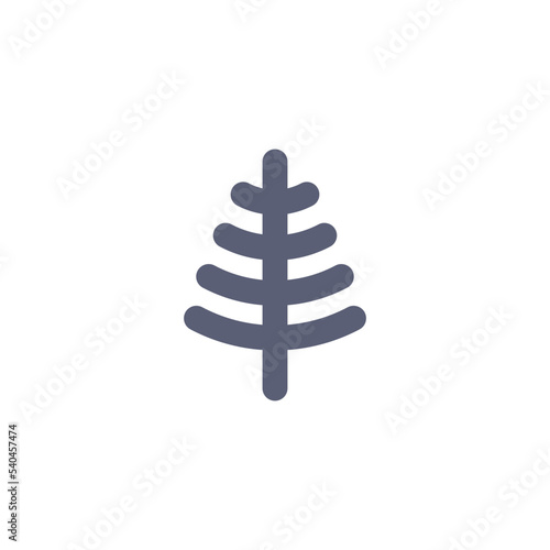 Merry Christmas and New Year flat winter abstract fir tree icon. Vector illustration isolated on white background. Minimal noel invitation design