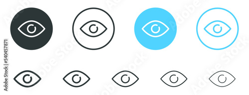 eye icon set. vision icon, see view icons - eyesight symbol - sight look sign photo