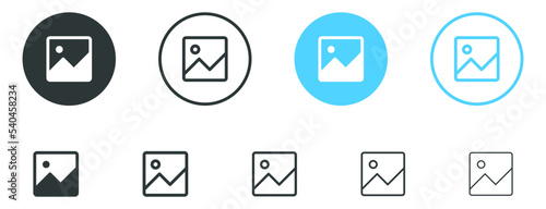 gallery icon vector, image photo album icon vector, Picture gallery photos icons set in filled, thin line, outline and stroke style