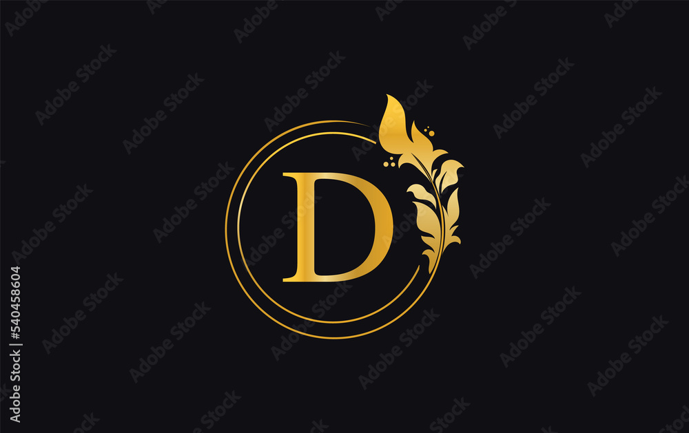 Naklejka premium Golden leaf download and circle logo design image. Golden beauty and business symbol and alphabets design