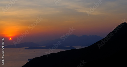 High angle of calm seascape at sunset  © HO