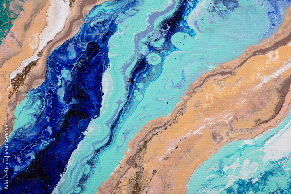 Naklejka premium Abstract painting background with colorful surface, creative artwork. Natural luxury abstract fluid, liquid art painting. Mixed style illustration. Bright handrawnd artwork. Liquid, fluid art pattern.