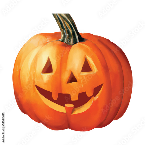 Glowing Halloween Pumpkin isolated on white background