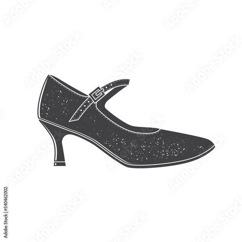 Ballroom dance shoes icon silhouette. Vector illustration. Shoes for dance classes.